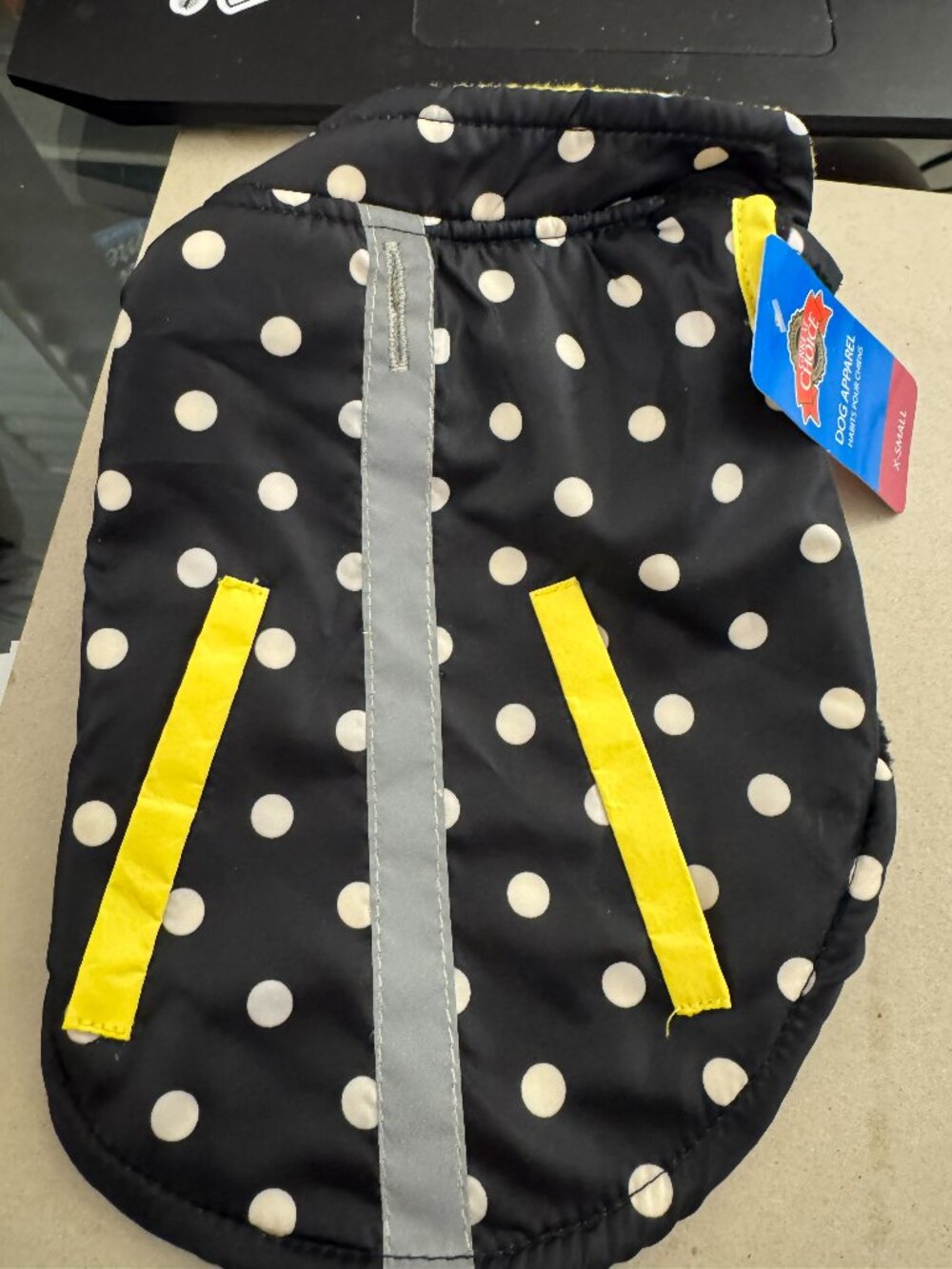 Polka dot dog raincoat by Great Choice, size XS